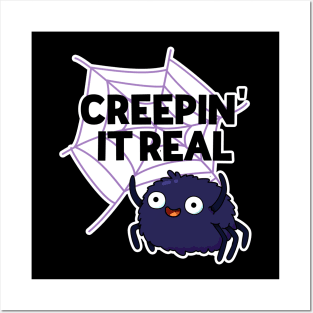 Creepin It Real Cute Halloween Spider Pun Posters and Art